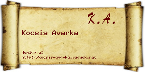 Kocsis Avarka névjegykártya